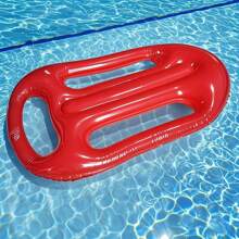 1pc Lifeguard Inflatable Float Board, PVC Swimming Training Surfboard, Red Inflatable Floating Board