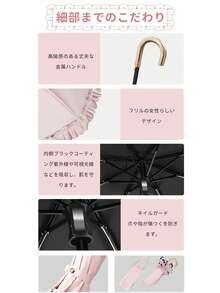 PUTDIL Parasol, Complete Shading, Foldable, UV Protection, UPF50+, 100% Shading Rate, Frills, Heat Protection, Folding Umbrella, Compact, Folding Parasol, UV Protection, Windproof And Water Repellent, For Both Sunny And Rainy Days, Easy To Carry, Rain Umbrella, UV Protection, Heat Protection, Cool, Cute, Women, Fashionable, Ladies, Mother's Day Gift