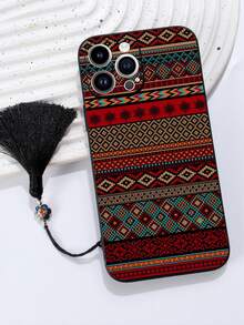 1个黑色TPU经典印花图案防震手机壳和1条黑色流苏珐琅挂绳，兼容/安卓智能手机，例如17 Pro Max、A14、A54、A52、A31 4G、A23，兼容Redmi Note 8 Pro、Note 11 Pro 4G、Note 12 4G，兼容OPPO A54，国际版，非国内版。 - 彩色 - 查看 2