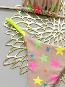 性感编织聚拢比基尼泳装，两件套沙滩泳装 - 螢光黃 - 查看 5