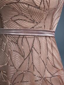 Mgiacy New Arrival Round Neck Evening Gown Dress Sequin Contrast Lace Belt Mgiacy-Classy A-Line Dress