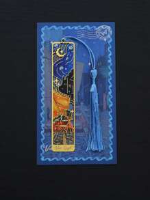 1 Metal Bookmark With Tassels, Gold Hollow Bookmark, Van Gogh Oil Painting Themed Bookmark, Reading Accessory Gift, Suitable For Book Lovers, Writers, Readers, Students, Teenagers, Men, Women, And Adults. This Is The Perfect Gift For Family Or Friends. Back To School Supplies