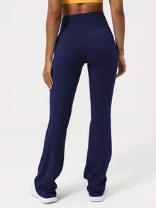 Sodalemon Women's Solid Color Dance & Yoga Flared Pants - 藏蓝色 - 查看 6