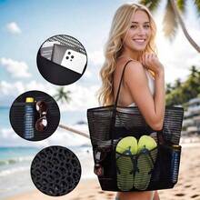 1pc Best-Selling Double Layer Mesh Beach Bag, Swim & Toiletry Storage Bag - Multicolor - View 2