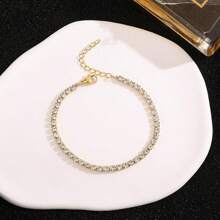 1PC Stainless Steel 18K Plated Zirconia Inlaid Bracelet For Women In French Fashion With Ins Style, Suitable For Parties, Dates, And Office Workers With A Mother Day Gift