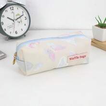 1pc Embossed Butterfly Large Capacity Pen Bag, High-Quality Large Capacity Cosmetic Bag, Smooth Metal Zipper, Suitable For Storing Stationery, Cosmetic Tools, Back To School Essential,Pencil Case,Pencil Pouch,School Bag