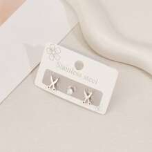 3 piezas Pendientes de mujer, de acero inoxidable, con diseño de murciélago, aptos para uso diario, pendientes de moda simple con diseño animal, regalo para festivales de mujer