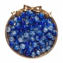 50 pièces de perles de verre craquelées en forme de flocon de neige noires et bleu foncé de 10 mm - idéales pour la conception de bijoux, bracelets, bracelets d'amitié, colliers, boucles d'oreilles, porte-clés et charms de téléphone, fournitures de bijouterie DIY | Design de perles élégant | Finition brillante