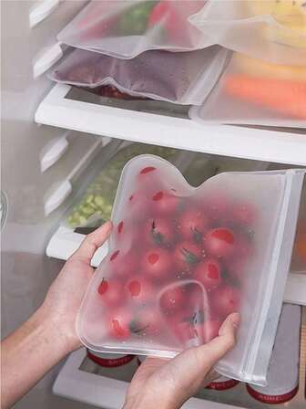 再利用可能なEVA食品保存バッグ3個 多機能漏れ防止セルフシール保存バッグ、果物、野菜、サンドイッチ、肉、その他の食品保存バッグ、キッチン用品、密封食品保存と食事前の準備に最適