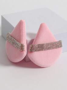 20件/8件/4件套三角形植绒化妆海绵，质地柔软蓬松，适用于面部和身体，多功能化妆美容工具组合 - 粉色 - 查看 9