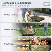 Outdoor Foldable Trolley, 4-Wheeled Cart, Camping Cart With Adjustable Side Table, 360° Swivel Wheels And Retractable Handle, Removable Wheels, Suitable For Beach, Lawn, Sports, Shopping, Fishing, Barbecue, Potluck, Camping