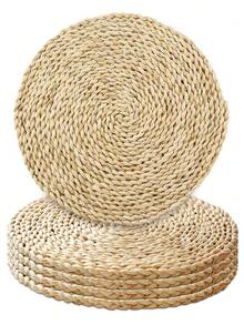 1/2/3/4pcs Country Style 15 Inch Natural Water Hyacinth Woven Round Placemats, Slip-Resistant, Heat-Resistant Pot Holders, Suitable For Room Decor, Dining Table Decor, Home Decor, Party Decor, Ideal For Holiday, Party, Gathering, Birthday, Wedding, Gift, Dinner, Outdoor, Picnic.