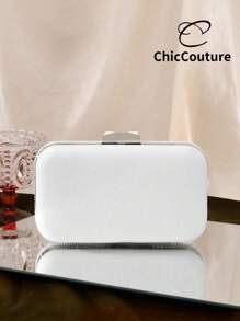 Women's Elegant Romantic Pearl Decor Mini Box Clutch Bag - Luxury Evening Purse, Vintage Formal Party Handbag Suitable For Weddings, Galas, Dances, Christmas Formal Events; Comes With Chain Strap
