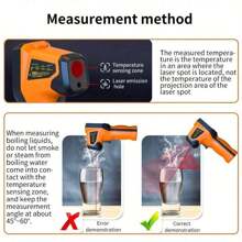 Pistola de temperatura T-600, termómetro infrarrojo, pistola de temperatura alta de contacto manual, adecuado para uso industrial, pruebas de cocina, hornos de pizza, automotriz, HVAC, parrillas y motores - Lector de temperatura de superficie láser - 58°F a 1112°F