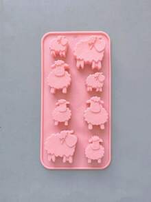 1入組有8個槽位的動物羊巧克力模具，矽膠模具，用於製作糖果餅乾果凍布丁冰塊糕點的烤模，烘焙工具，廚房小工具，廚房配件。 - 藍色 - 查看 9