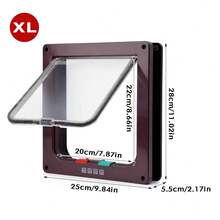 Pet Door Locking Small Medium Large Dog Cat Flap Magnetic White Frame 4 Way - Brown - View 3