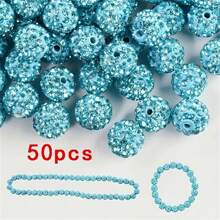 10/20/30/50/100 pièces Perle de strass plat en verre blanc de 10 mm, boule à facettes Disco, convient pour la fabrication de bijoux, bracelets DIY, colliers, boucles d'oreilles et travaux d'artisanat