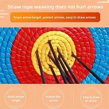 Objetivo de tiro con arco trenzado de paja - Equipo de práctica de tiro al aire libre, fácil de sacar y proteger las flechas, materiales de paja de colores mixtos, accesorios de tiro con arco, adecuado para el tiro al aire libre en el pasto, campamento al aire libre - Multicolor - Ver 4