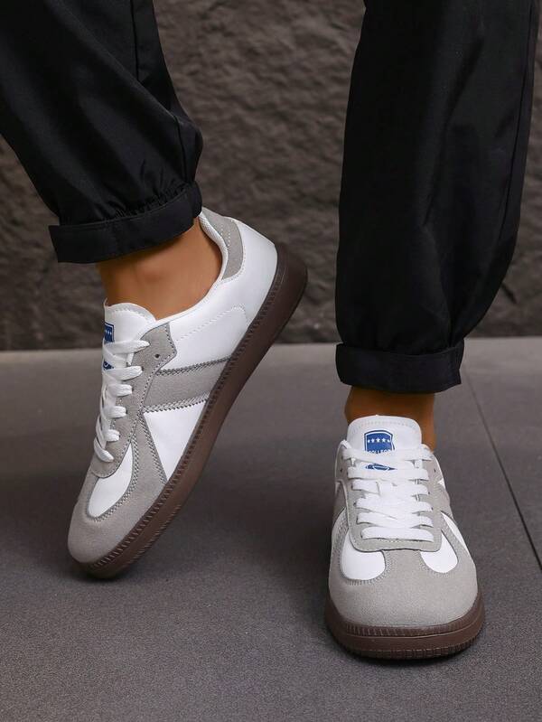 Lace-Up Casual Men's Sports Sneakers, Fashionable Lightweight Soft Sole Vulcanized Shoes, Anti-Slip Wear-Resistant, Suitable For Women & Men Size 36-45