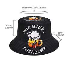 Retro Cartoon Print Reversible Bucket Hat, Unisex Hip-Hop/Beach/Outdoor Sun Protection Hat - Wine Glass - View 2