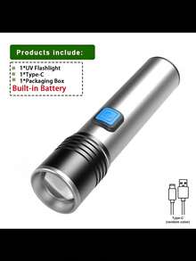 UV Flashlight Powerful 395nm USB Charge Zoomable Torch Waterproof For Outdoor Camping Emergency Ultraviolet Urine Detector Light UV LED Flashlight - As Shown In the Figure - View 10