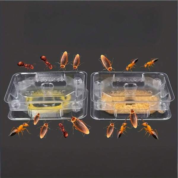 Cockroach Trap - Transparent, Easy To Assemble With Bait Dispenser, For Cockroaches And Flies - Suitable For Home, Office, Warehouse, Bathroom And Kitchen - No Electricity Or Battery Required, Cockroach Trap