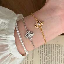 1pc Luxury Zirconia Flower Delicate New Bracelet, Versatile Adjustable Handchain, High-End Accessory - Flower Bracelet - View 7