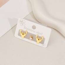 3 piezas Pendientes de mujer, de acero inoxidable, con diseño de murciélago, aptos para uso diario, pendientes de moda simple con diseño animal, regalo para festivales de mujer