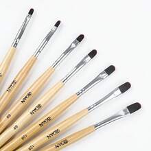 7pcs Gel Nail Brush Set For Nail Tips Builder & Overlay, Sculpting, Poly Gel, And Extensions. Oval Brushes Manicure Painting Pen - WOODEN - Yellow - View 3