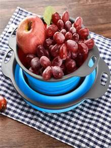 1pc Collapsible Kitchen Vegetable Washing Colander, Portable Outdoor Camping Drainage Basket