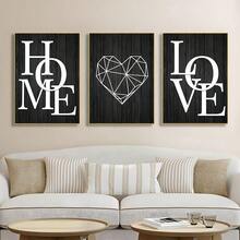 3 件黑色家居爱情海报和印刷品、高品质帆布印刷、黑白帆布画、北欧装饰家居艺术、适用于客厅和卧室、帆布墙艺术、家居装饰、房间海报、房间装饰美学、房间装饰用品、可选框架。 - 黑與白 - 查看 11