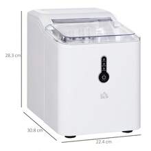 HOMCOM Ice Maker Machine, 1.5L Countertop Ice Cube Maker With Self-Cleaning, 9 Cubes Ready In 8 Mins, 12kg In 24 Hrs, No Plumbing With Basket, White