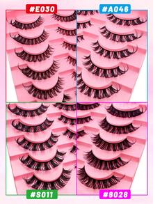 20 pares de 4 estilos de pestañas postizas rusas de tira mixtas, con rizo D, efecto natural, de 16 mm, tipo mink rizado, con aspecto de extensión de pestañas, mirada de ojo de gato alargada y esponjosa - Negro - Ver 4