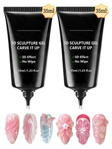 GLOZ 2入 35ml 3D雕塑凝膠指甲油，適用於美甲設計與DIY - 透明凝膠指甲油，可用於彩繪、塑形、雕塑與裝飾 - 無色 - 查看 2