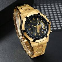 Men's Watches Top Brand Luxury Fashion Casual Men's Date Quartz Watch Stainless Steel With Personalized Roman Scale Dial Round Hands Men's Clock Party Wedding Gift Beach Vacation Valentine's Gift