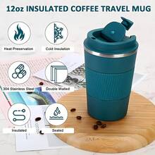 1pc Stainless Steel Vacuum Insulated Coffee Bottle, High-Quality Portable Tumbler Cup For Car, Suitable For Outdoor Camping, Travel, Sports, Fitness, Large Capacity & Leak-Proof