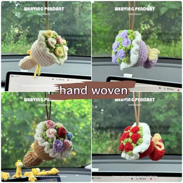 1pc Cute And Exquisite Handmade Mini Hand-Held Bouquet, Personalized Car Accessories, Valentine's Day Gifts, Small Gifts