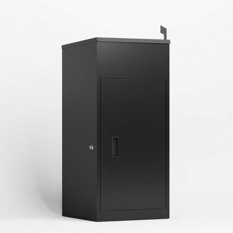 Caja de entrega de paquetes para exteriores con cerradura de 16,7"L * 16,8"W * 36,4"H, caja de entrega de paquetes de acero resistente con diseño antirrobo, resistente a la intemperie, buzón de paquetes ideal para porche, hogar u oficina (negro) - Multicolor - Ver 1