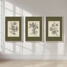 Bộ 3 bức tranh treo tường nghệ thuật hoa xanh Boho không khung, in trên vải canvas, tối giản, cổ điển, thực vật, hoa, tranh phong cách mộc mạc, cổ điển cho ký túc xá, căn hộ, phòng khách, phòng ngủ, trang trí nhà hiện đại - Nhiều màu - Xem 3