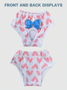 1pc/2pcs Cute Heart & Bow Design Pet Physiological Pants Prevent Harassment Pants, Suitable For Medium & Small Cats & Dogs - Baby Pink - View 4