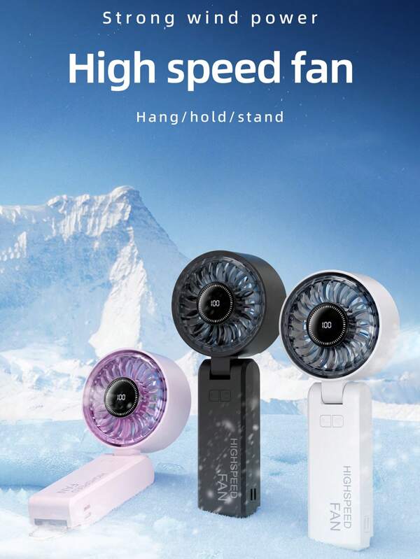 Nouveau ventilateur de refroidissement à affichage numérique - Ventilateur portable/de bureau/de cou 3 en 1, 100 vitesses de vent, batterie 1200mAh, débit d'air à grand angle, protection multi-AI, convient pour une utilisation extérieure/intérieure/étudiante