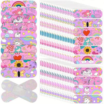 10/30/50 piezas Curitas de dibujos animados, cuidado hemostático y suave de heridas, curitas divertidas, varios patrones, flexibles y coloridas curitas de dibujos animados, impermeables y transpirables, unisex, protección diaria, se pueden colocar en el botiquín de primeros auxilios