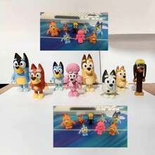 Bluey 8pcs /4pcs Of Bruy's Handmade Dolls, Small Dog Bingo Joint Movable Dolls, Car Mounted Scenery Ornaments