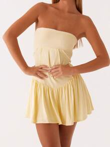 Women Corset Tube Dress Summer Casual Solid Color Tie Up Backless Mini Dress For Cocktail Party Beach Streetwear