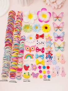 Set de 628 piezas de pasadores de pelo con moño multicolor, lazos de pelo elásticos minimalistas de moda, sujetadores de coleta, regalo para niñas, uso diario y de fiesta