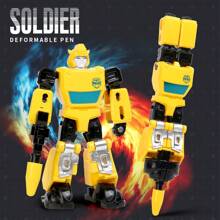 1 pieza Bolígrafo robot transformable - Escribible y transformable, artículo de papelería creativo 2 en 1, robot guerrero transformable DIY, juguete para niños, bolígrafo creativo para estudiantes de primaria, regalo del Día del Niño