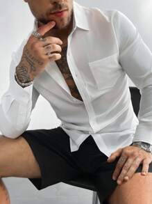 White Men Dress Shirts Solid Color Long Sleeves Button Up Shirt Men,For Office Meetings,For Weddings And Party,For Father's Day,For Boyfriend Gifts,Suitable For All Seasons