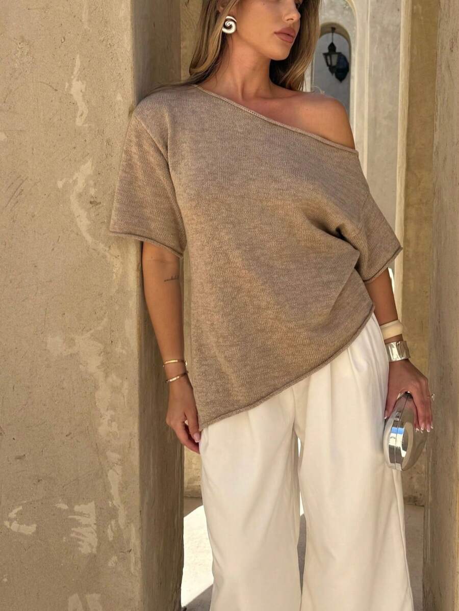 Women Elegant Linen Knit Top ,Summer Outfits For Daily Wear,Vacation Outfits Woman