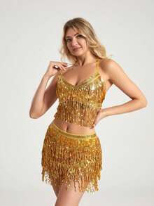 New Belly Dance Costumes Sequins Tassels Dance Costumes Stage Performances Competition Costumes Dance Accessories Halloween - Multicolor - View 3