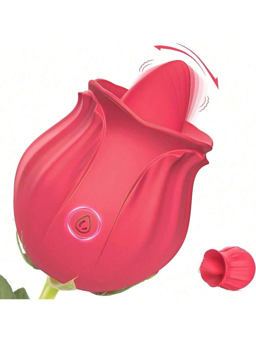 1pc Clitoral Licking Tongue Rose Sex Toy Vibrator Stimulator For Women, Vibrating Rose Adult Women Couples Sex Toys With 10 Modes, Female Mini Clitoris Nipple Vibrator For Woman Her Pleasure - Clitoris Vagina Pussy Pump Tongue Vibrators For Women Quick Sexual Pleasure, Female Couple Sex Toy & Games